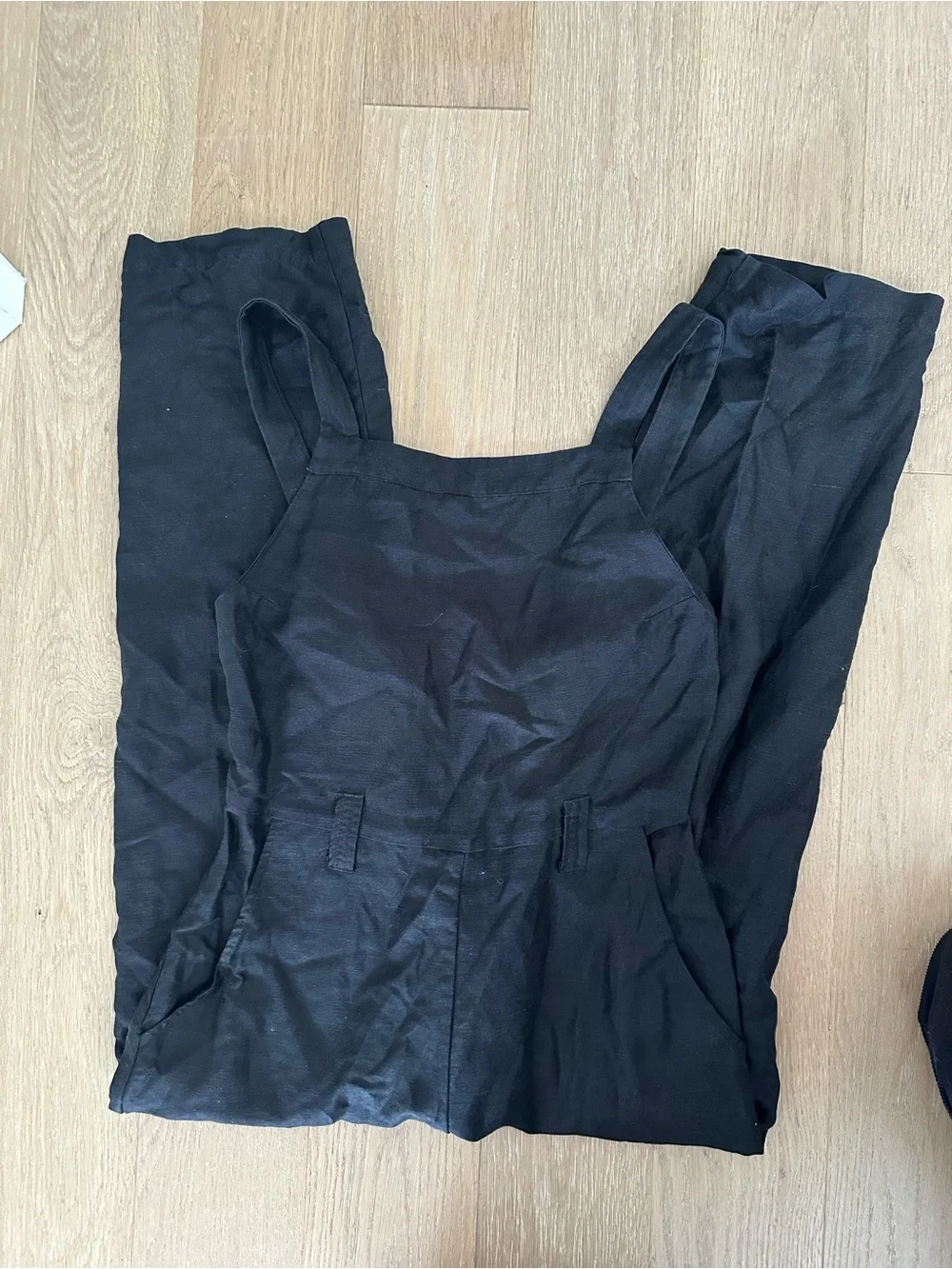 Reformation Black Linen Lunna Jumpsuit Overalls